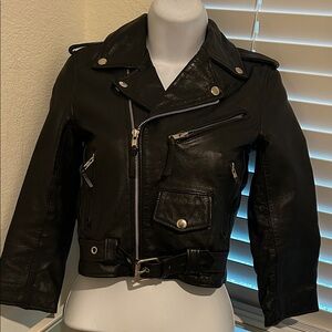FMC Kids Classic Vintage Black leather Biker Jacket